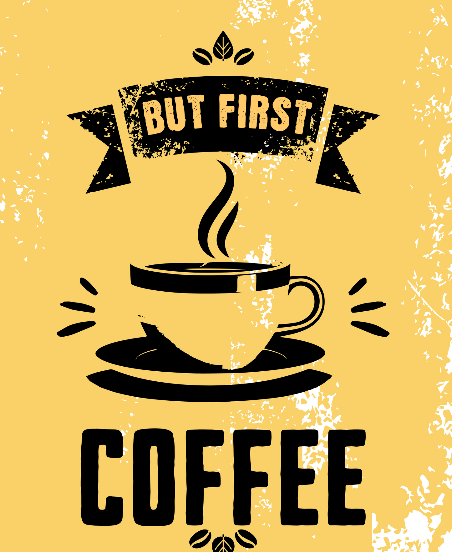 But First Coffee | Yellow Black T-Shirt | UNISEX