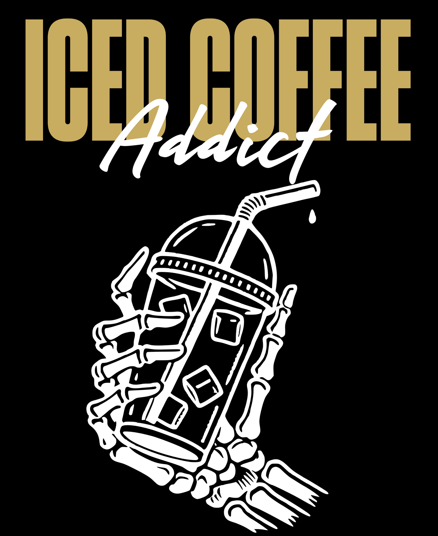 Iced Coffee Addict | Black T-Shirt Unisex